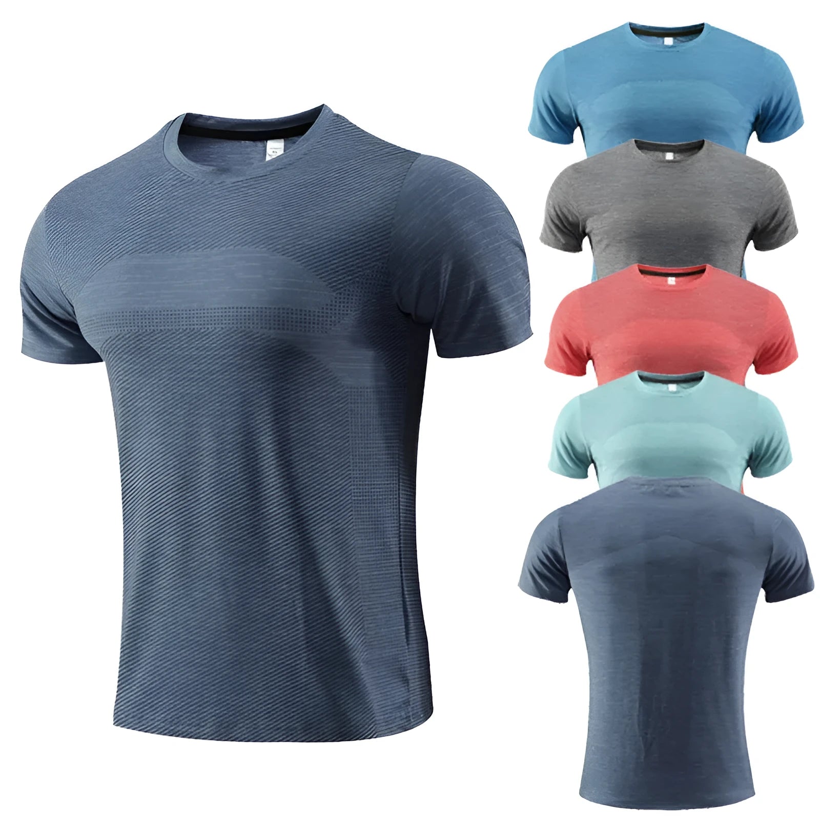 Short sleeve sports t-shirt for running in polyester spandex fabric, shown in red colour.