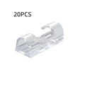 Transparent plastic self-adhesive cable organiser clips in four size options for wire management