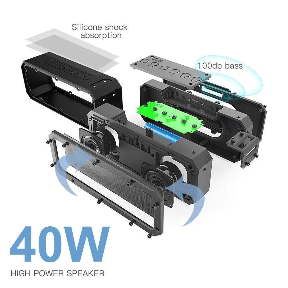 X3 PRO 40W outdoor waterproof Bluetooth speaker in black or blue with Type-C charging port