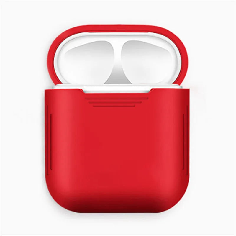 Silicone protection case for Apple AirPods with antilost rope attached, shown in blue colour.