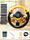 Children's steering wheel early education toy with music and lights, plastic, 25.5x25.5cm, pink traffic version