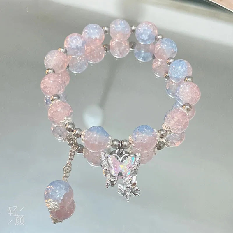 Chinese style glass bracelet with bamboo joint details in a red Lvzhu Duobao design.