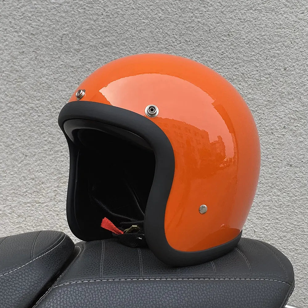 Retro-style FRP motorcycle half helmet in multiple colours for electric bike commuting