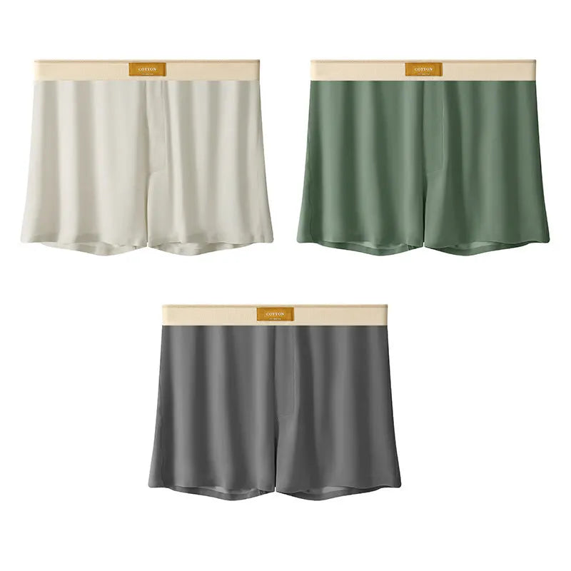Men's solid colour loose Ice Silk underwear briefs on a neutral background