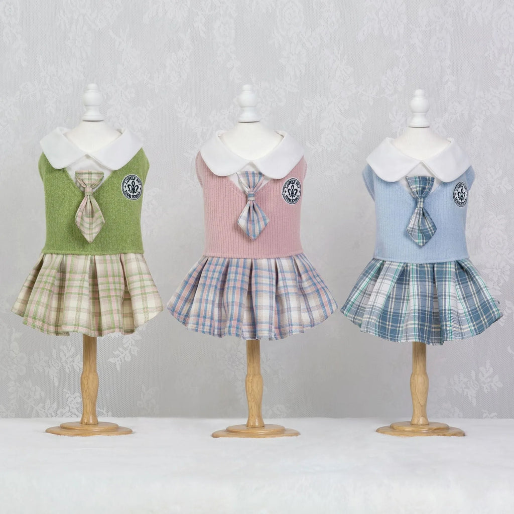Polyester tartan skirt for pets in princess style with elastic waistband