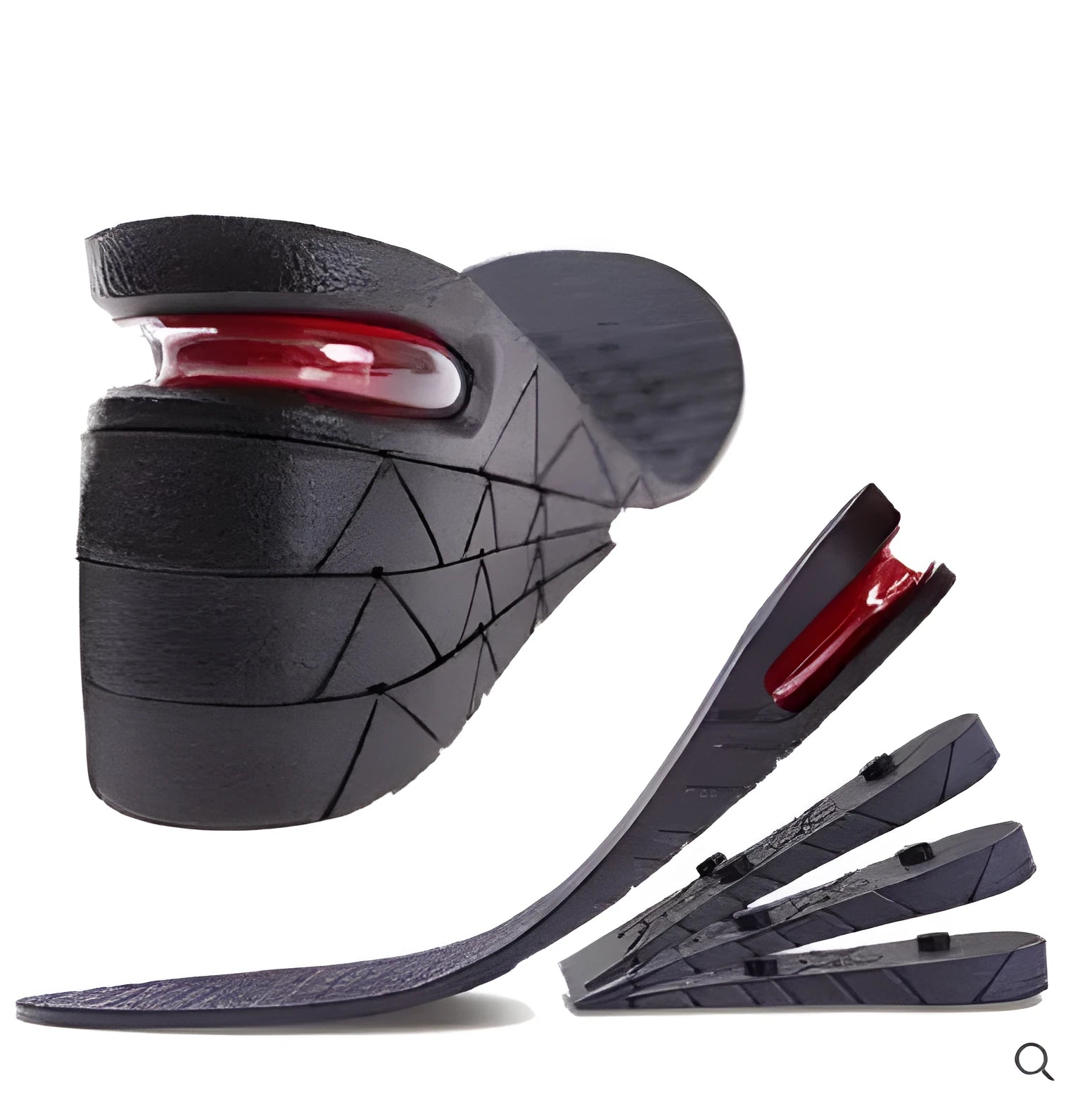 Height boosting insoles with air cushion design and ventilation holes for men