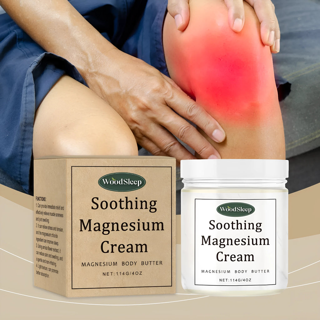 114g magnesium body cream in white pump dispenser for post-exercise care