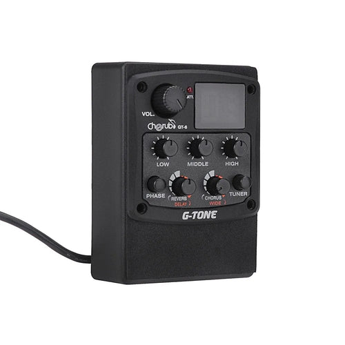 Cherub GT-6 black acoustic guitar pickup and preamp unit with EQ knobs and effects controls