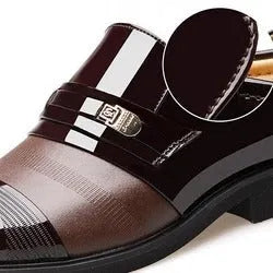 Business casual patent leather formal shoes in black and brown with rubber outsole