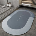 Machine-woven blended bathroom foot mat in Lake Baikal blue oval shape, 50x80cm size