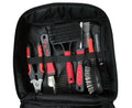 Red pet cleaning set with 9 tools in an Oxford cloth bag, compact 28 by 22 by 7 cm