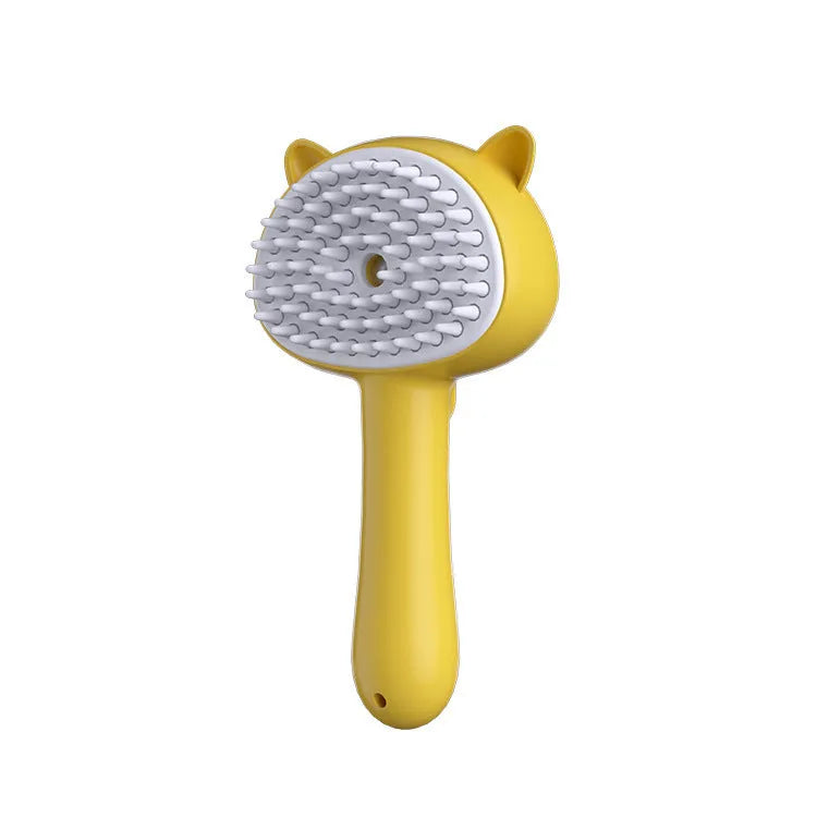 Rechargeable cat grooming brush with mist, self-cleaning slicker brush, ergonomic ABS TPR silicone, 18x9.5x5cm, available in blue pink yellow