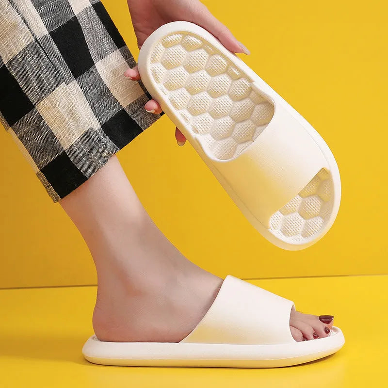 Summer slippers with grape particle massage sole in pink colour, EVA material, unisex design for indoor use