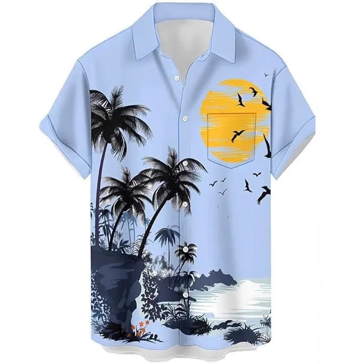 Men's slim fit camouflage pattern short sleeve shirt in a cardigan style.