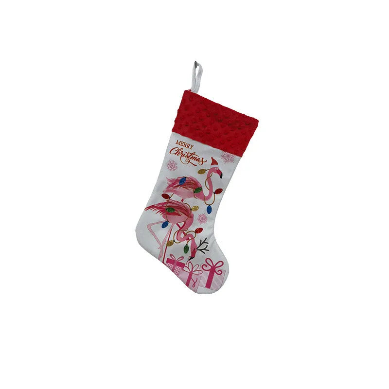 Cloth Christmas stocking decoration measuring 46x28cm in American holiday style