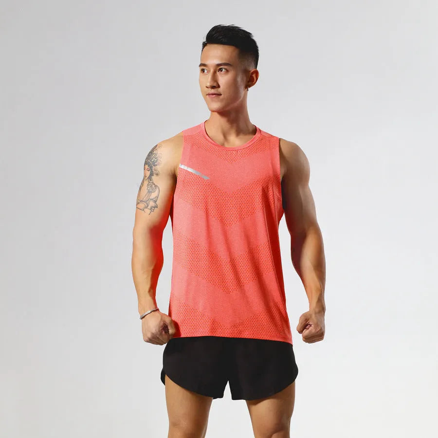 Men's solid colour quick-drying polyester sports tank top for summer outdoor activities