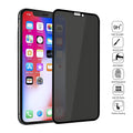 Black anti-peeping tempered glass screen protector for Apple iPhones on white background