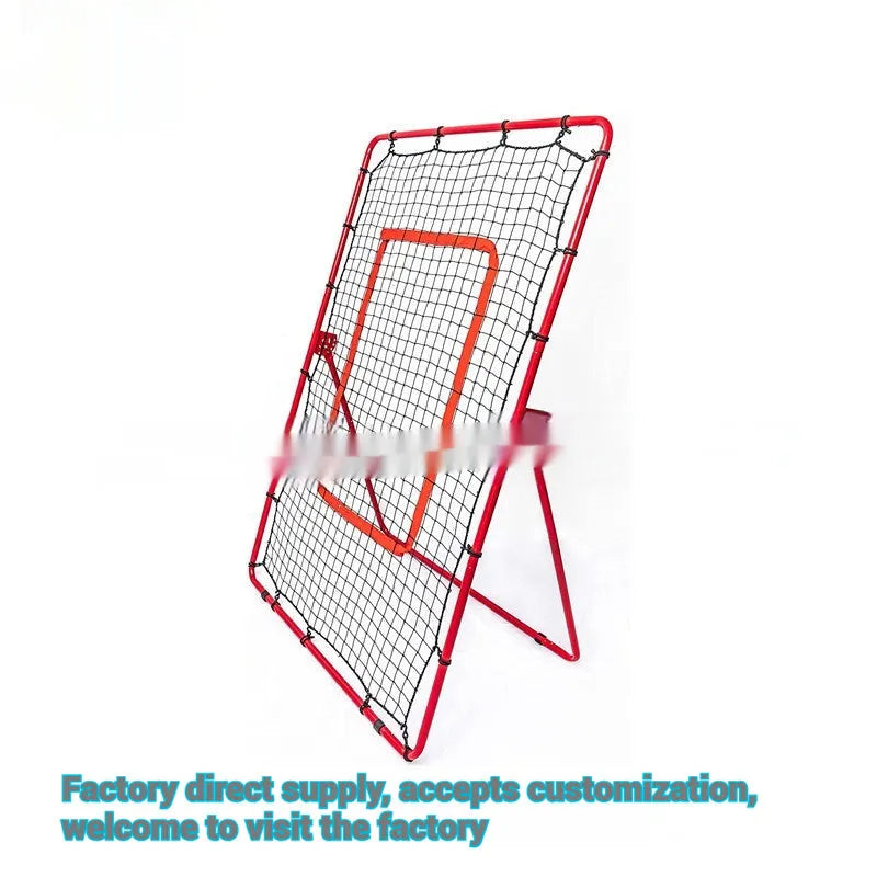 Red 4x6 feet baseball training net with metal frame setup for practice drills