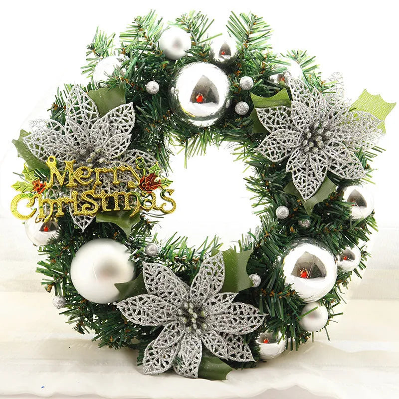 30cm multicolour plastic Christmas wreath hanging on door