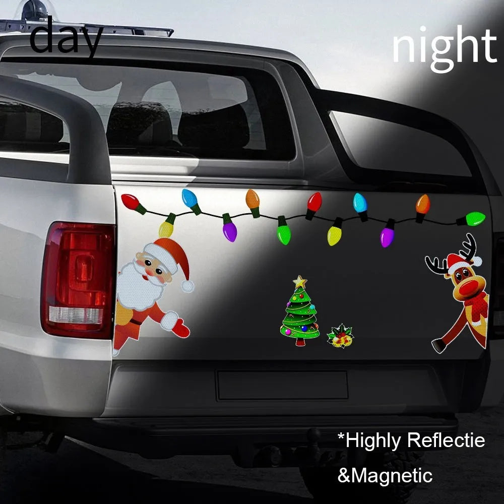 Medium reflective cartoon Christmas elk magnetic car decoration sticker in colour RFM025.