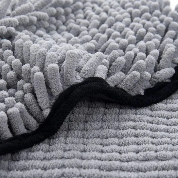 Blue pet bath robe towel for dogs and cats on a white background.