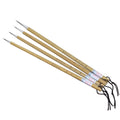 Set of four lower case writing brushes with thin gold body and mixed hair tip in pine branch colour for calligraphy