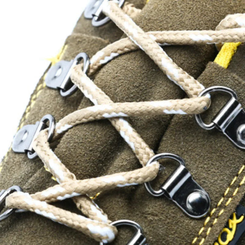 Bronze cow suede leather steel toe safety boots with low-cut design and anti-skid sole