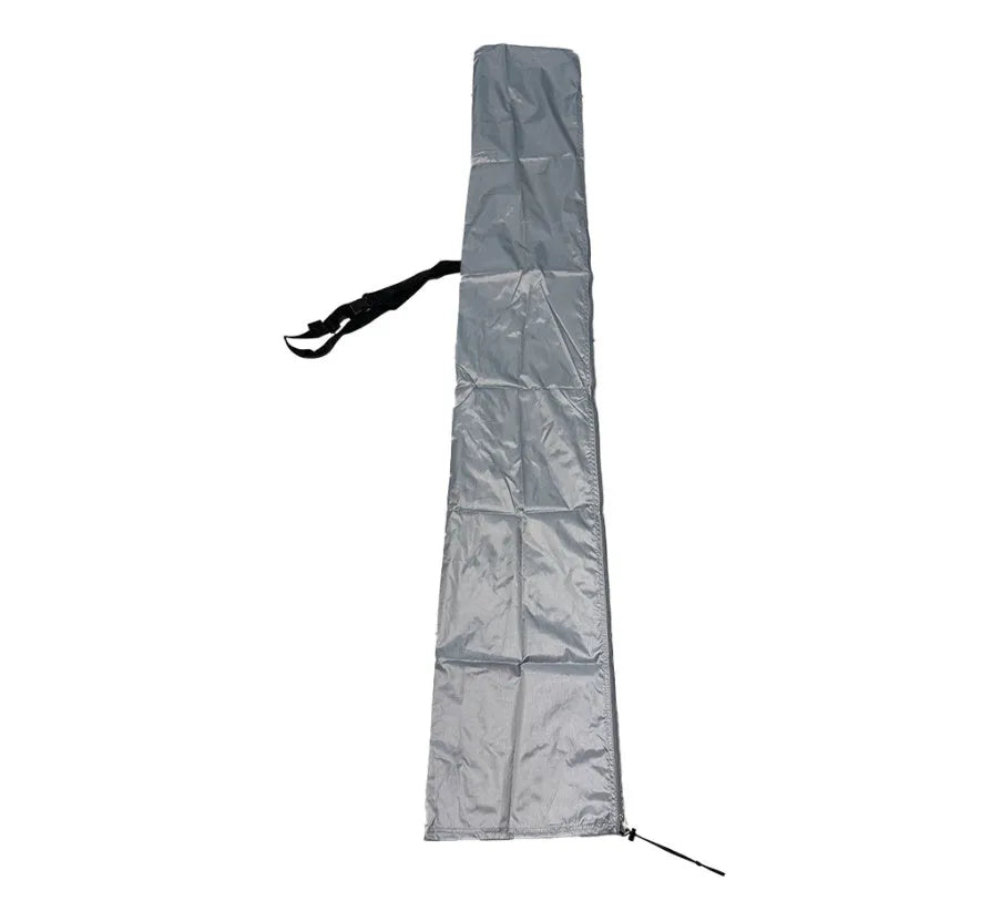 Waterproof grey oxford cloth cover for a banana-shaped outdoor patio umbrella.