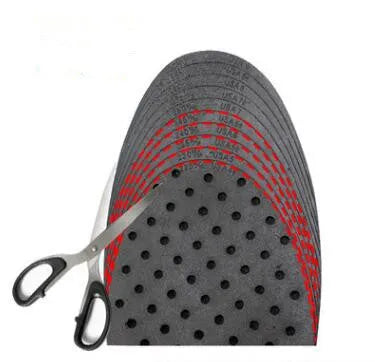 Height boosting insoles with air cushion design and ventilation holes for men