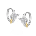 925 silver geometric cross earrings with white gold electroplating and round detailing