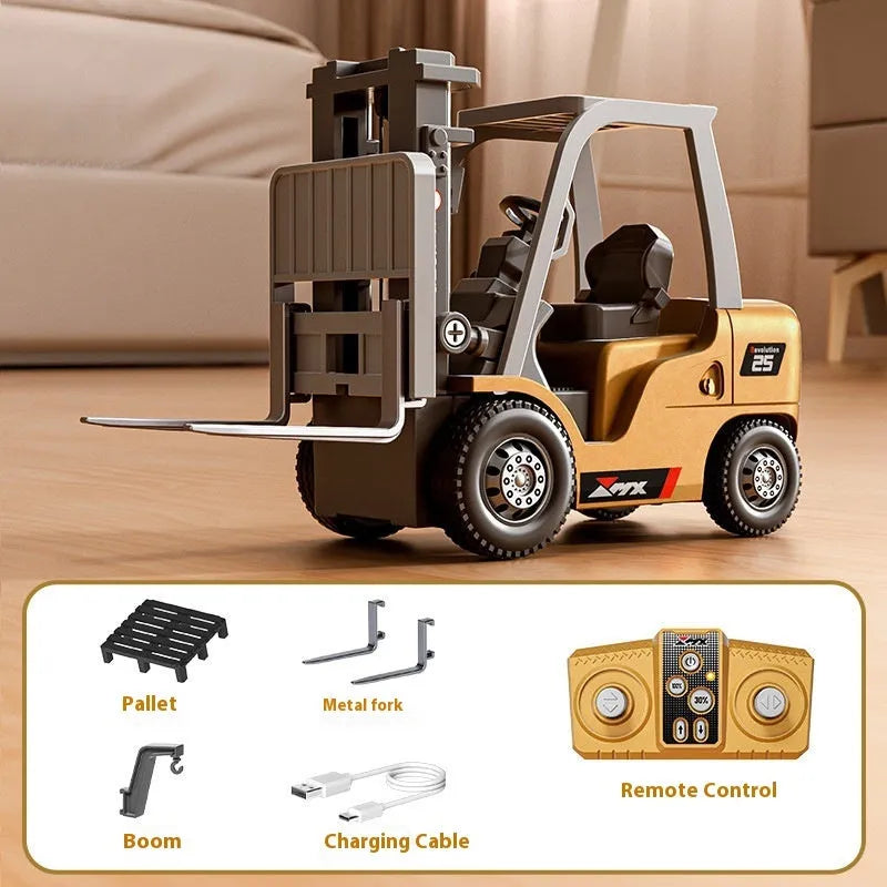 Bluetooth remote control alloy forklift toy with pallet and cargo accessories
