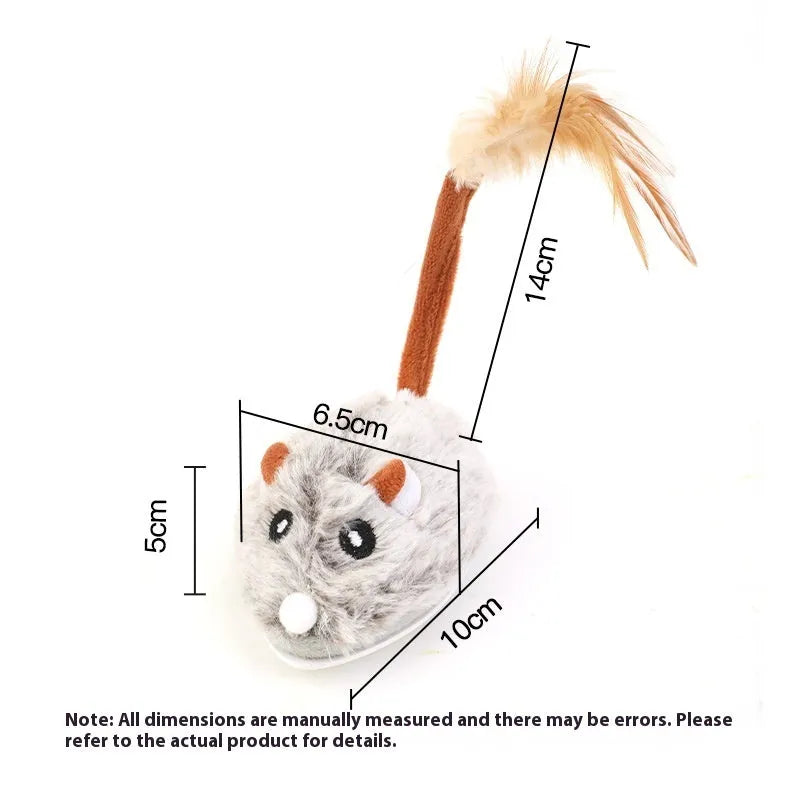 Electric cat pole toy with plush mouse in pink, gray or purple colours