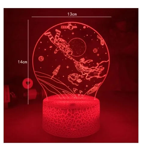 Colorful touch 3D night light with USB cable, seven colour modes, black base