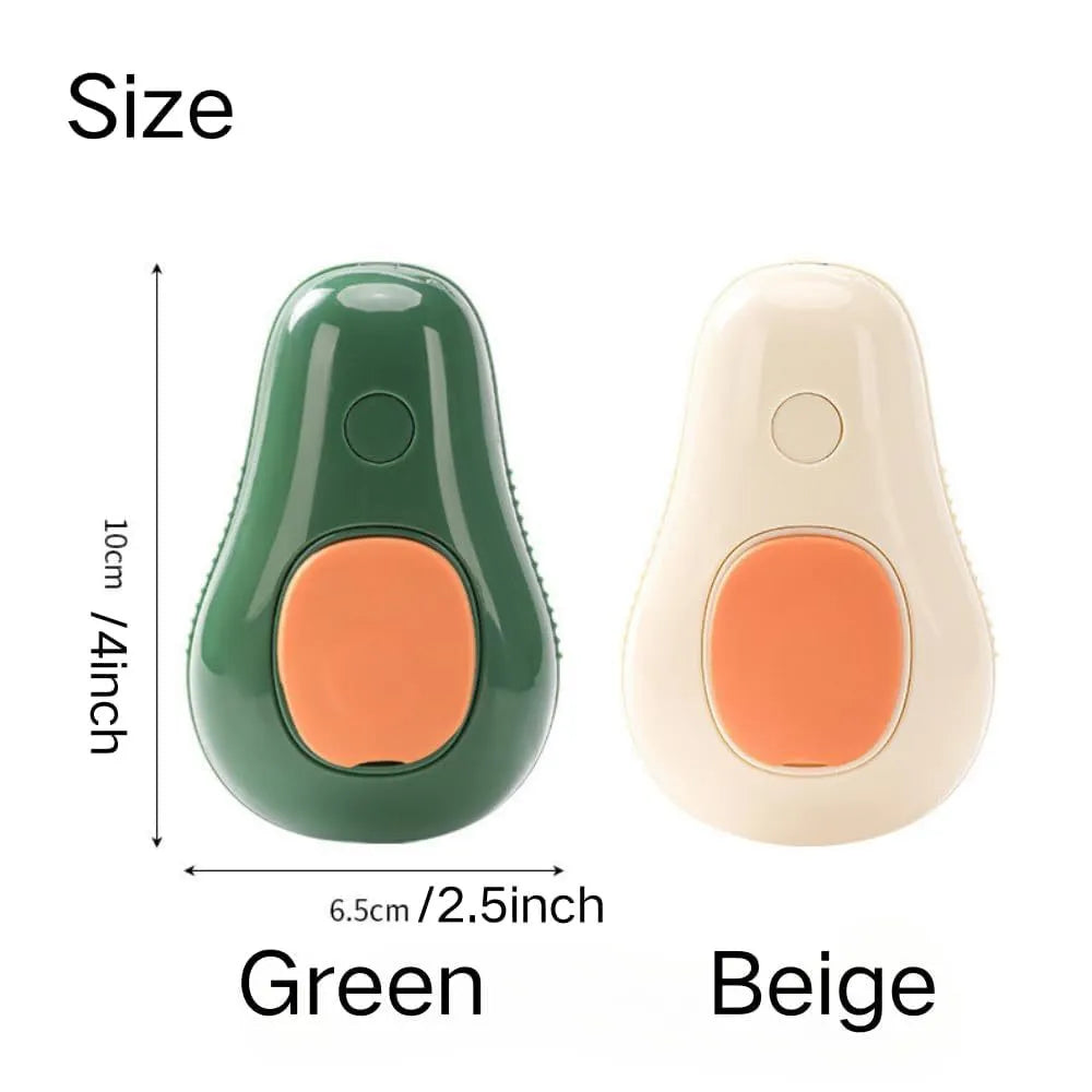 Green and white cat steam brush with water spray function and soft silicone teeth for pet grooming