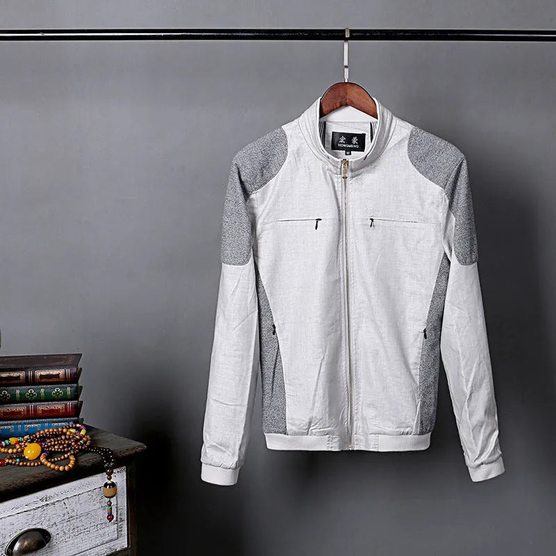 Men's thin linen jacket in cotton fabric available in heather grey, grass green and blue colours