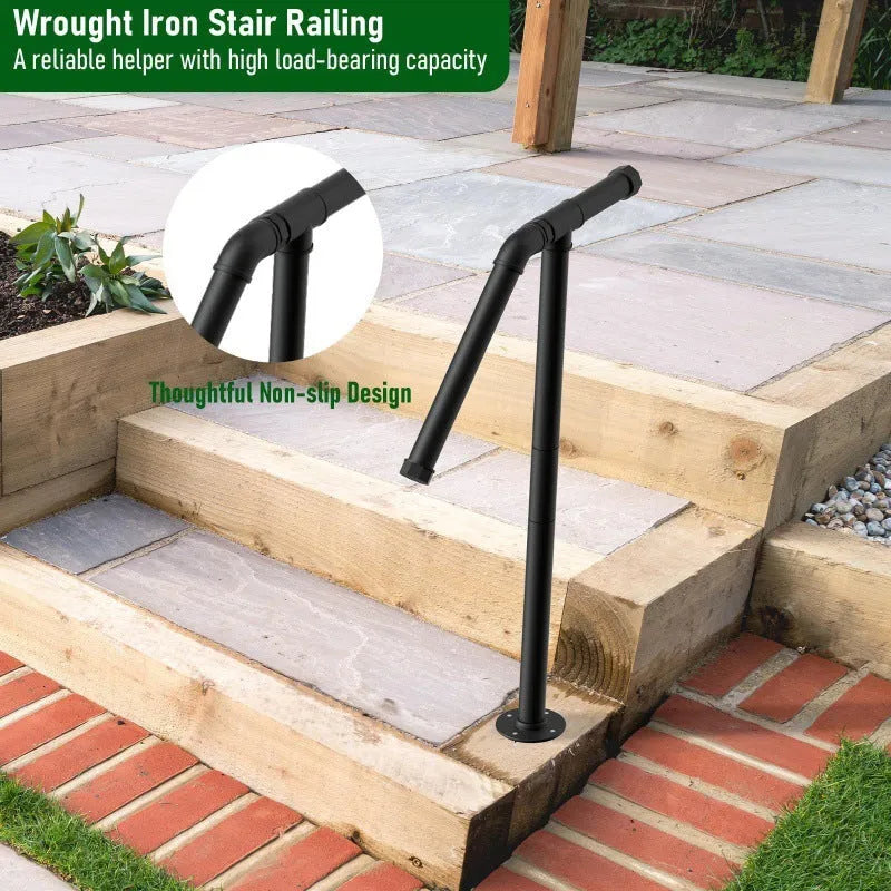 A black metal ladder support bracket for American minimalist household stairs.