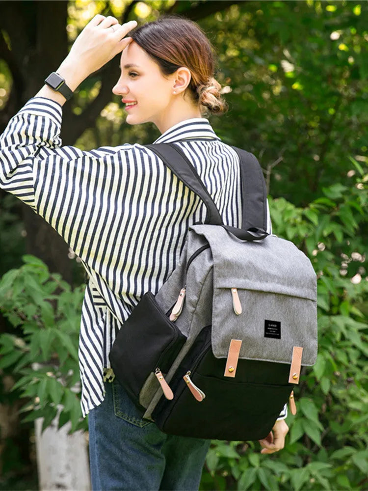 LAND large capacity oxford cloth nappy backpack with changing mat in grey colour