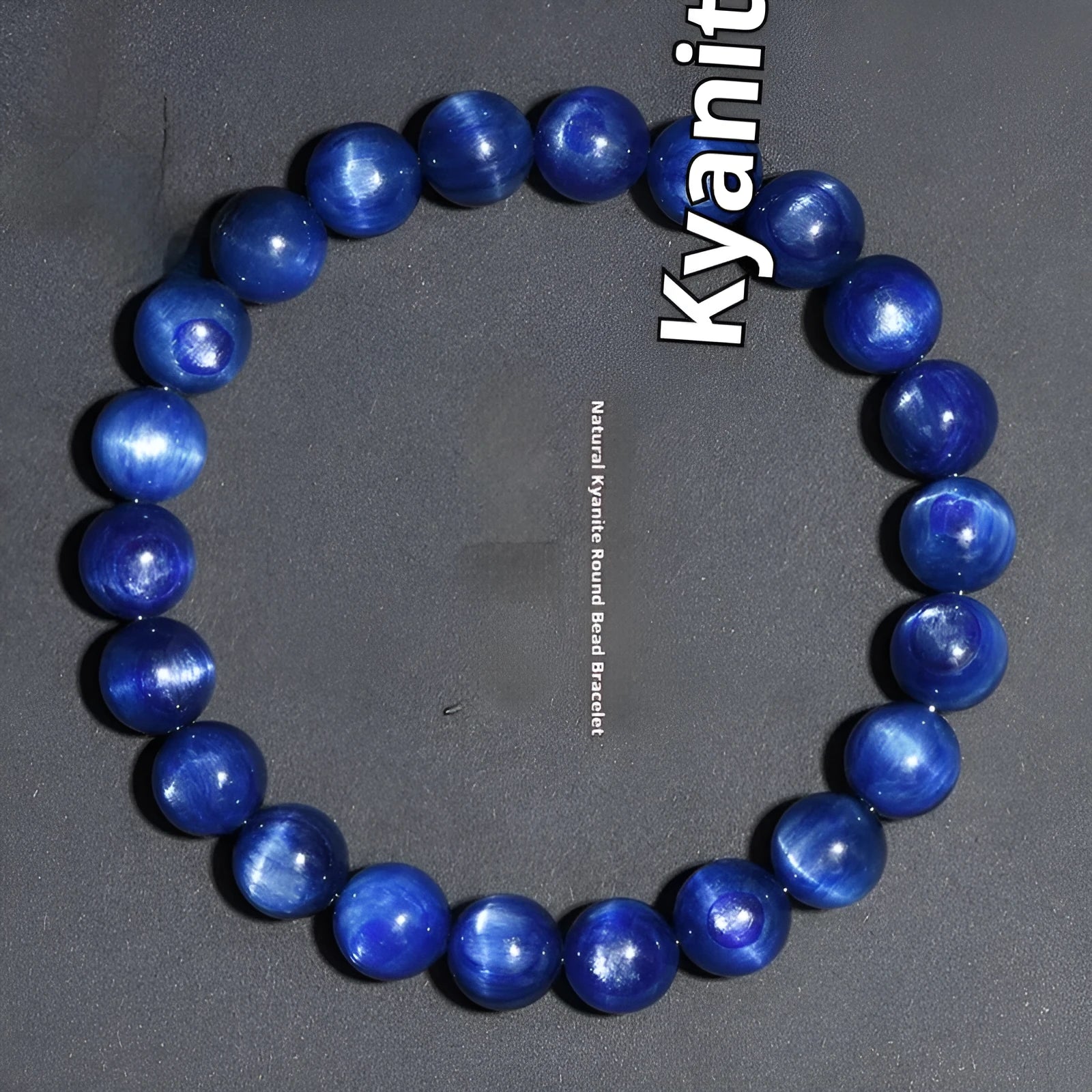 Natural blue crystal ball bracelet with geometric Ruyi design and polished 7A grade crystal beads