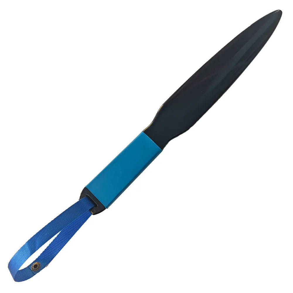 Blue handled nylon dog training bite stick measuring 35 cm for small medium dogs