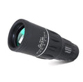 Black 16x52 high-power monocular with large objective lens, shown with dimensions of 145mm by 52mm.