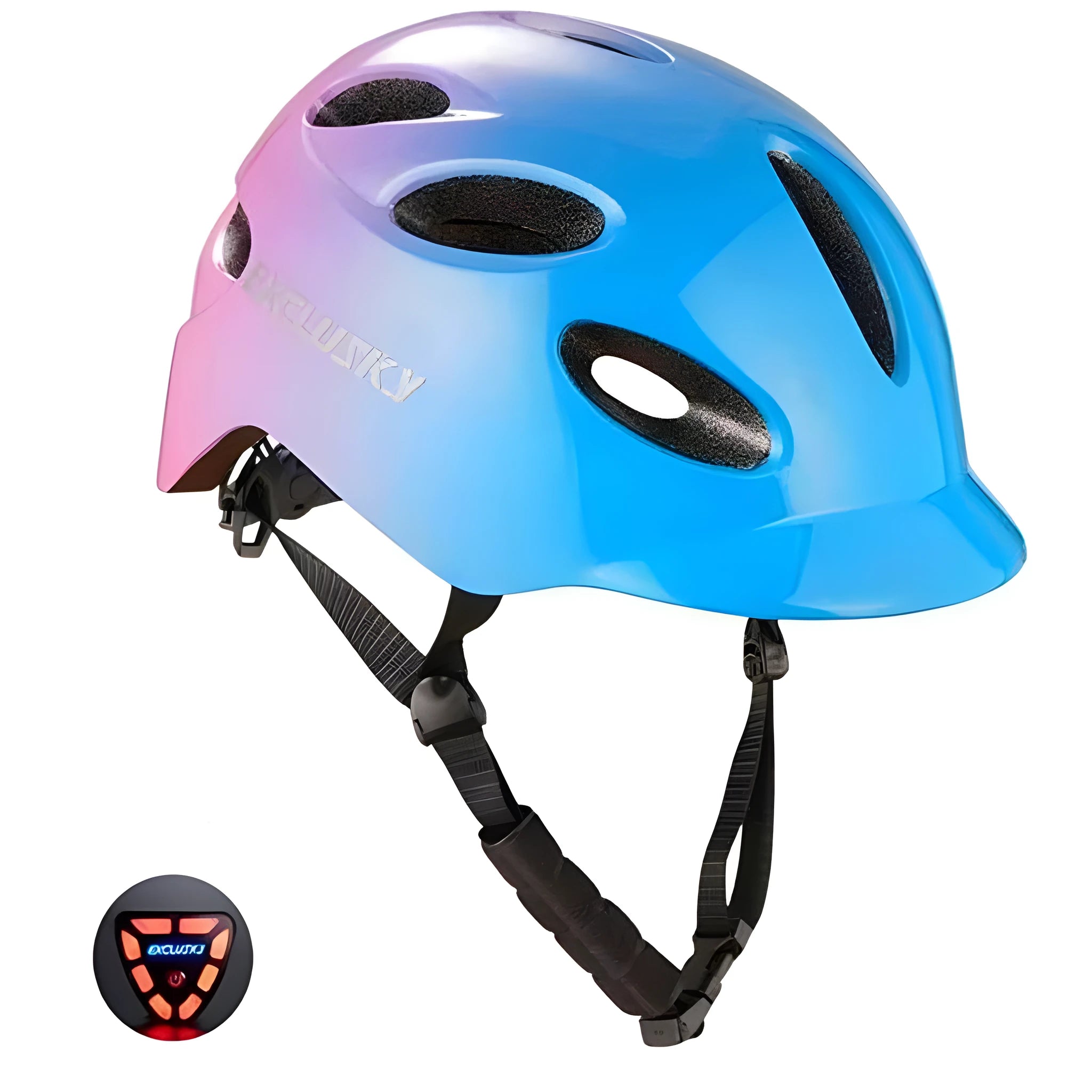Electric LED cycling helmet with tail light, In-Mold PC shell and EPS liner, available in multiple colours and sizes M/L