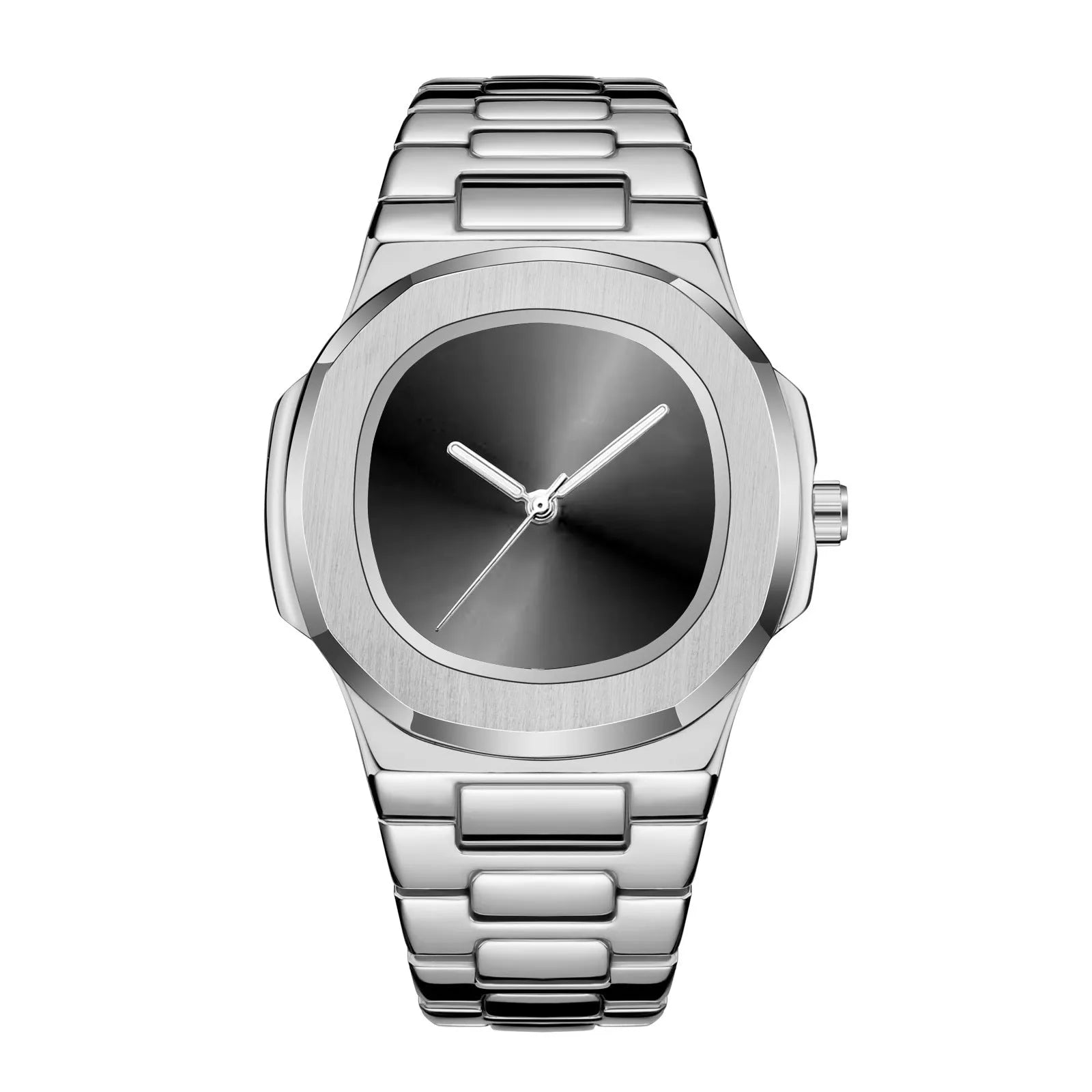 Men's waterproof quartz watch in silver with 15mm case and business style