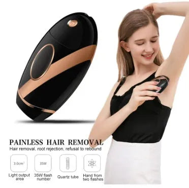 Black beauty laser hair removal machine with IPL technology, ABS body, 14 cm length, for home use on legs and face
