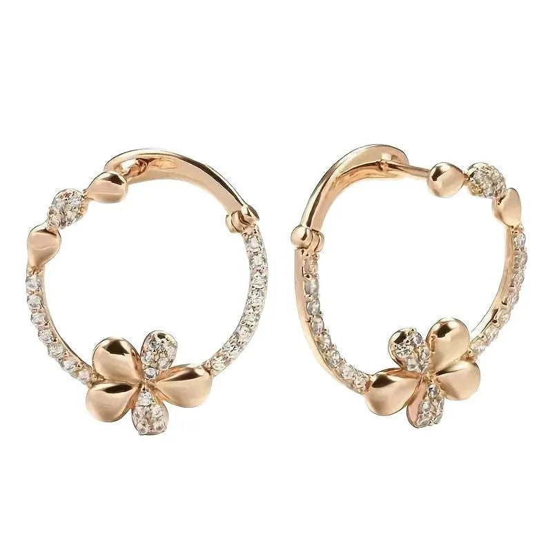 Personalised round ring earrings for women, copper electroplated geometric shape, one pair
