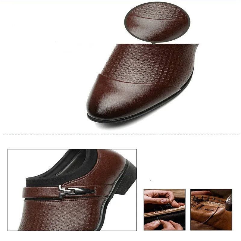 Men's black leather toe cap formal shoes with rubber sole on white background
