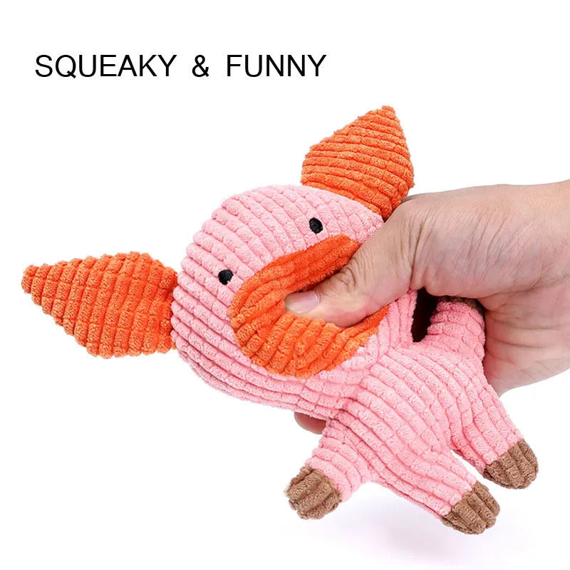 Colourful animal shape dog chew toy with squeaky whistle for small medium dogs