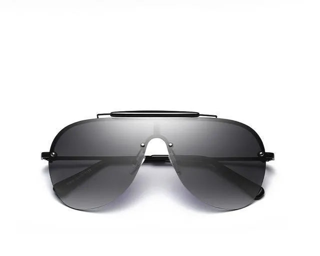Aviator sunglasses with large one-piece metal frame and PC lens, five colour options for men