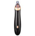 Electric blackhead remover pore cleaner in black with interchangeable nozzle heads and compact design