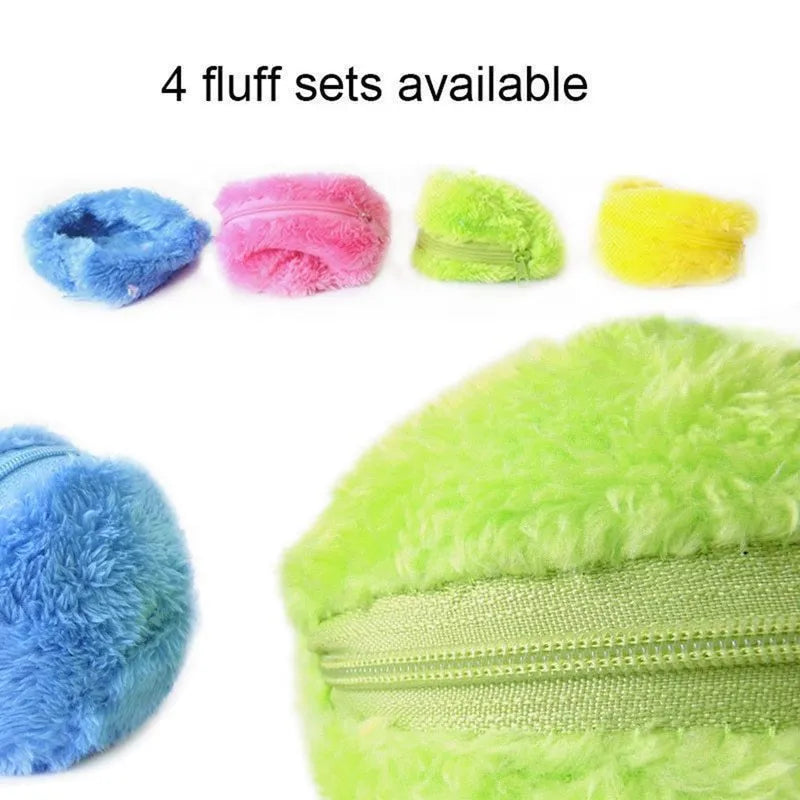 Pet electric toy ball automatic plush ball 8 cm non-toxic safe play with fleece attachments