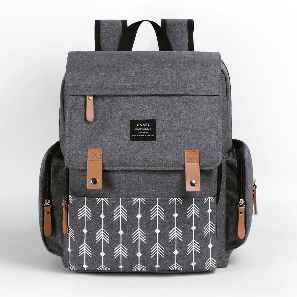 LAND large capacity oxford cloth nappy backpack with changing mat in grey colour